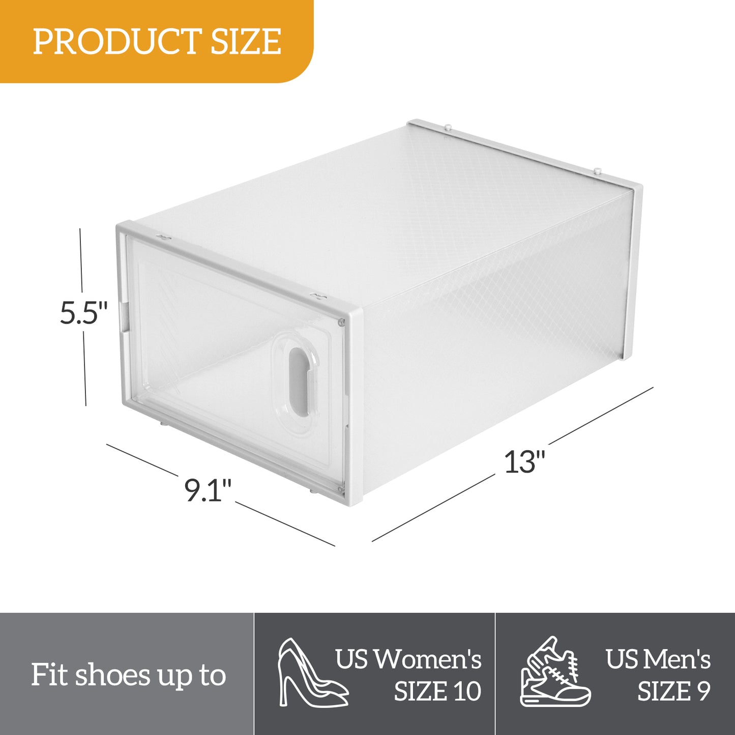 Shoe Storage Boxes 18 Pack Clear Plastic Stackable - White