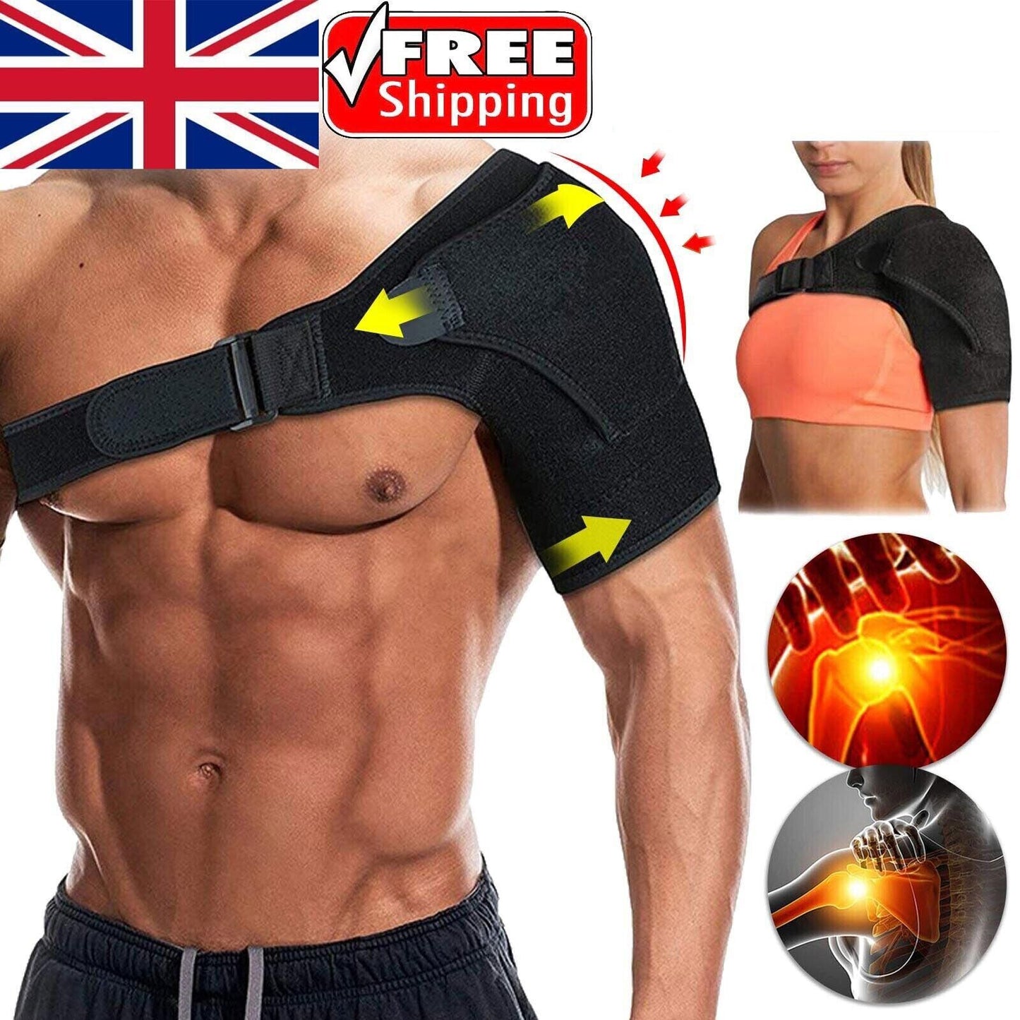 Left/Right Shoulder Brace Rotator Cuff Support Injury Dislocate Compression Stra