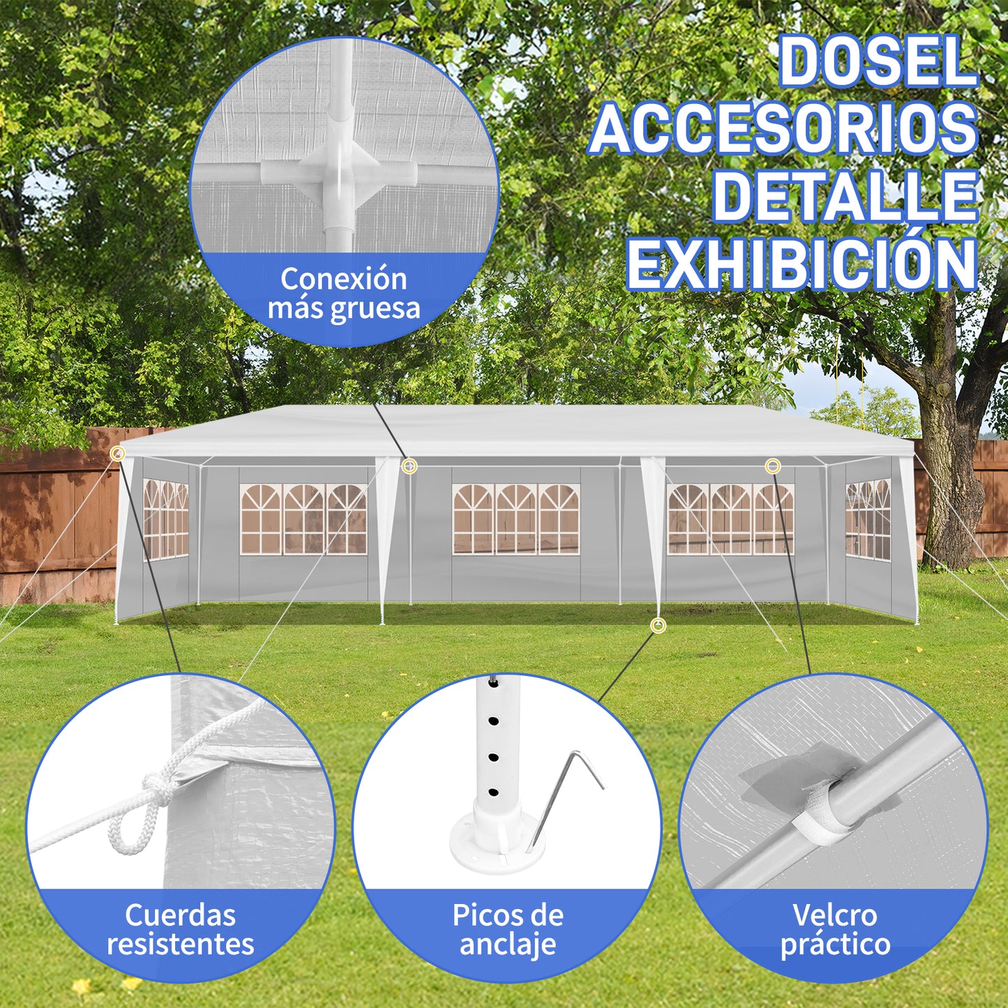 3*9m 5-Sided Iron PE Cloth Spiral Pipe Pergola