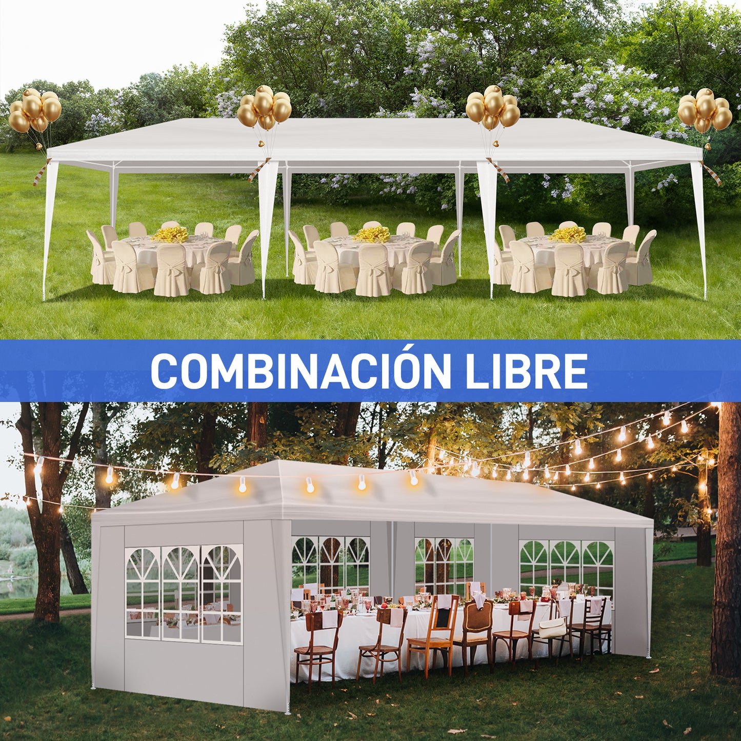3*9m 5-Sided Iron PE Cloth Spiral Pipe Pergola