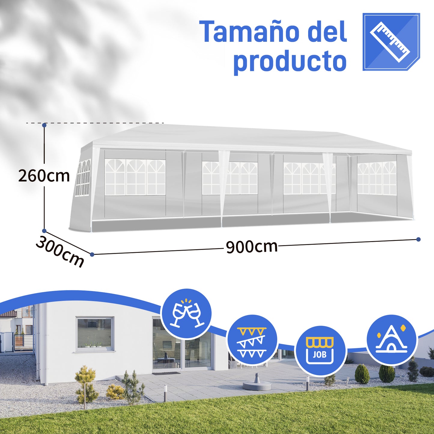 3*9m 5-Sided Iron PE Cloth Spiral Pipe Pergola